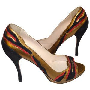 Prada Gold / Black / Red Pumps - image 1